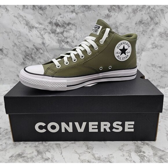 Converse CTAS Malden Street Mid Green Faux Leather Men's Sneakers Size 10.5 - Picture 1 of 11